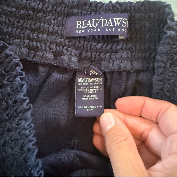 NWT Beau Dawson Women’s Navy Wide Leg Linen Pants Size L - Picture 6 of 10